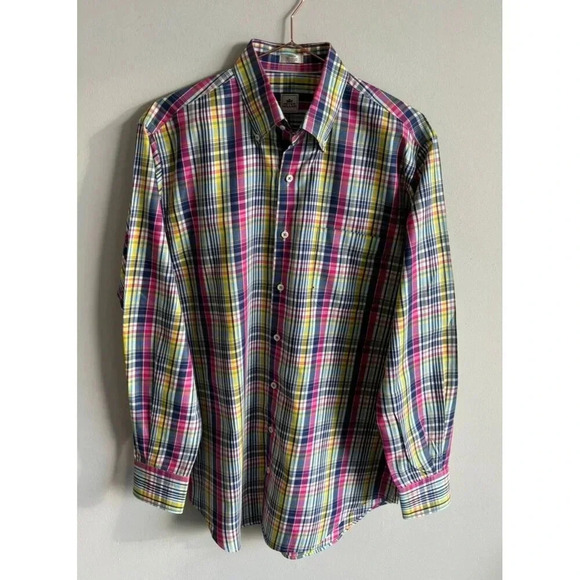 Peter Millar Mens Long Sleeve Button-Down Casual Dress Shirt Plaid Multi Sz M - Picture 1 of 9